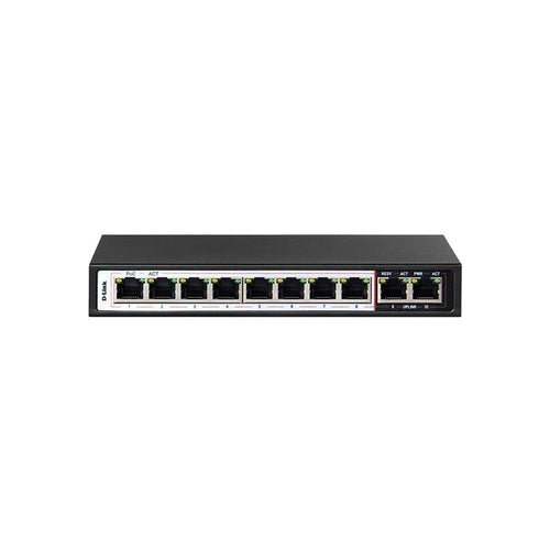 D-Link 10P 10/100Mbps PoE Switch With 8 Long Reach PoE Ports (96W) And 2 Uplink Ports