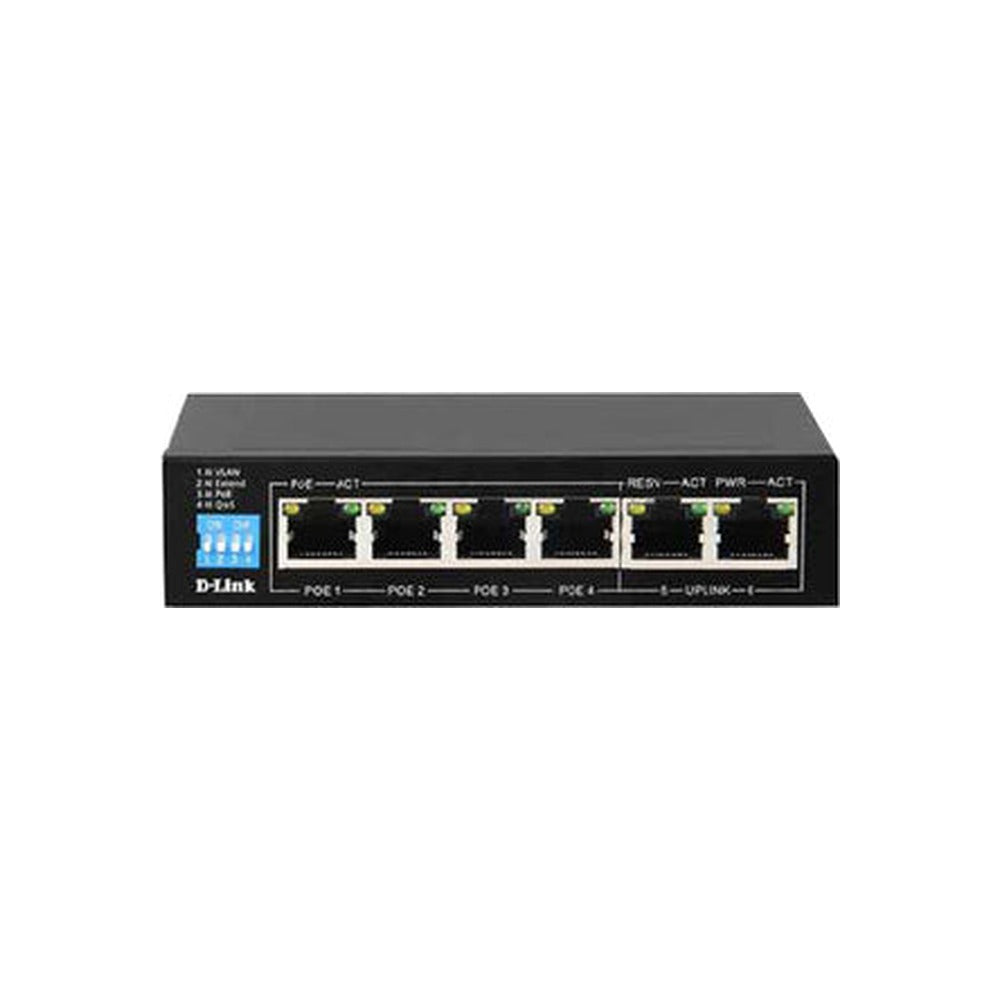 D-Link 6P Gigabit PoE Switch With 4 Long Reach PoE Ports (60W) And 2 Uplink Ports