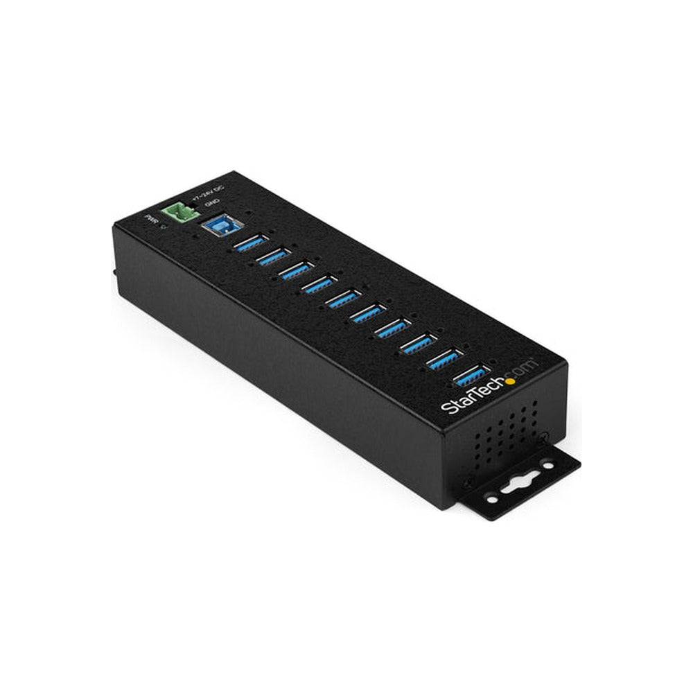 StarTech 10 Port USB 3.0 Hub, Industrial, Metal, ESD & Surge Protection, Mount, DC