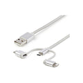 StarTech 1M Usb2.0 To Multiports Cable, Braided, Usb-C/Micro-Usb/Ltn, White