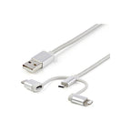 StarTech 1M Usb2.0 To Multiports Cable, Braided, Usb-C/Micro-Usb/Ltn, White