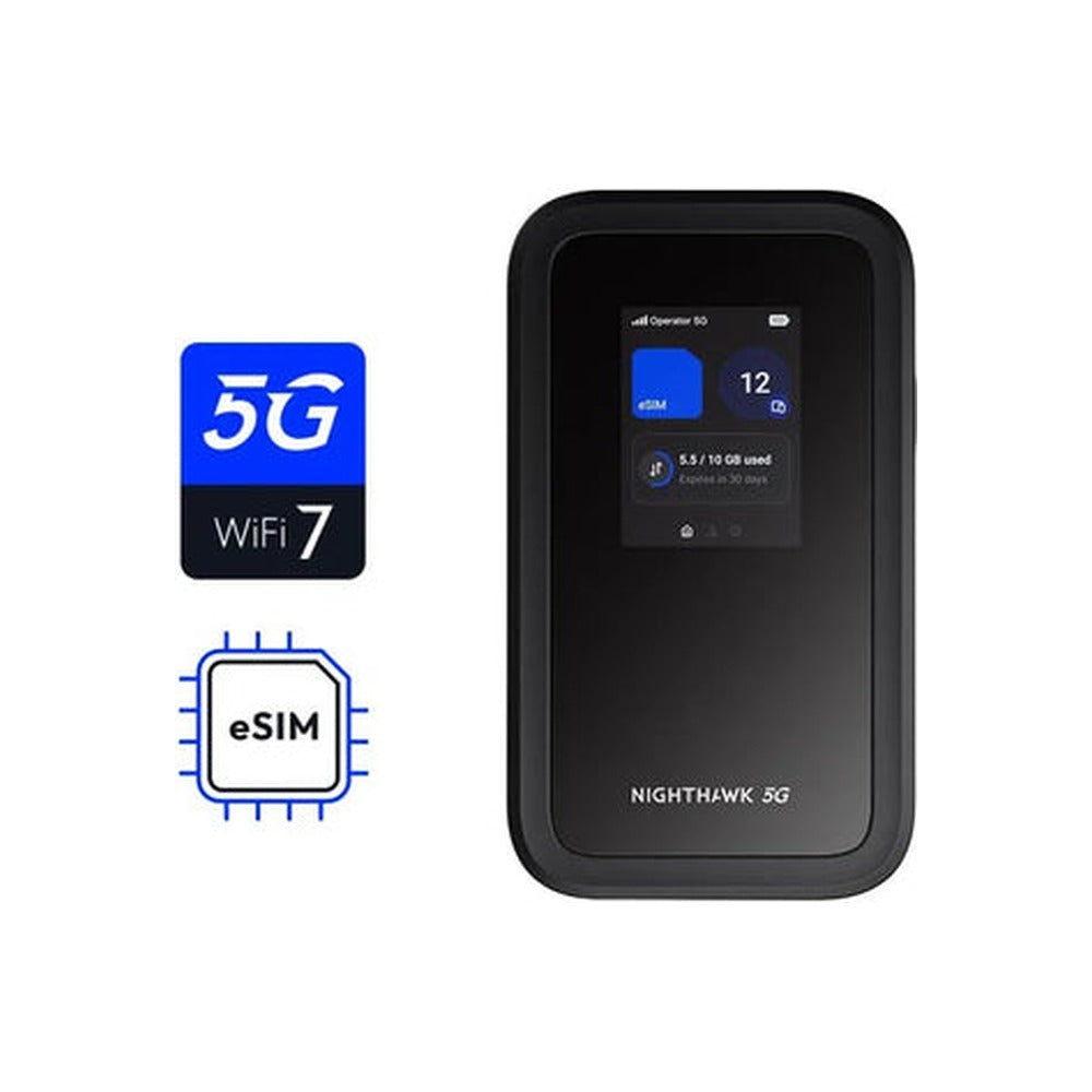 NETGEAR (MH7150) Nighthawk M7 Wi-Fi 7 5G Esim Mobile Router, Dual Sim (Psim+Esim) 2Yr