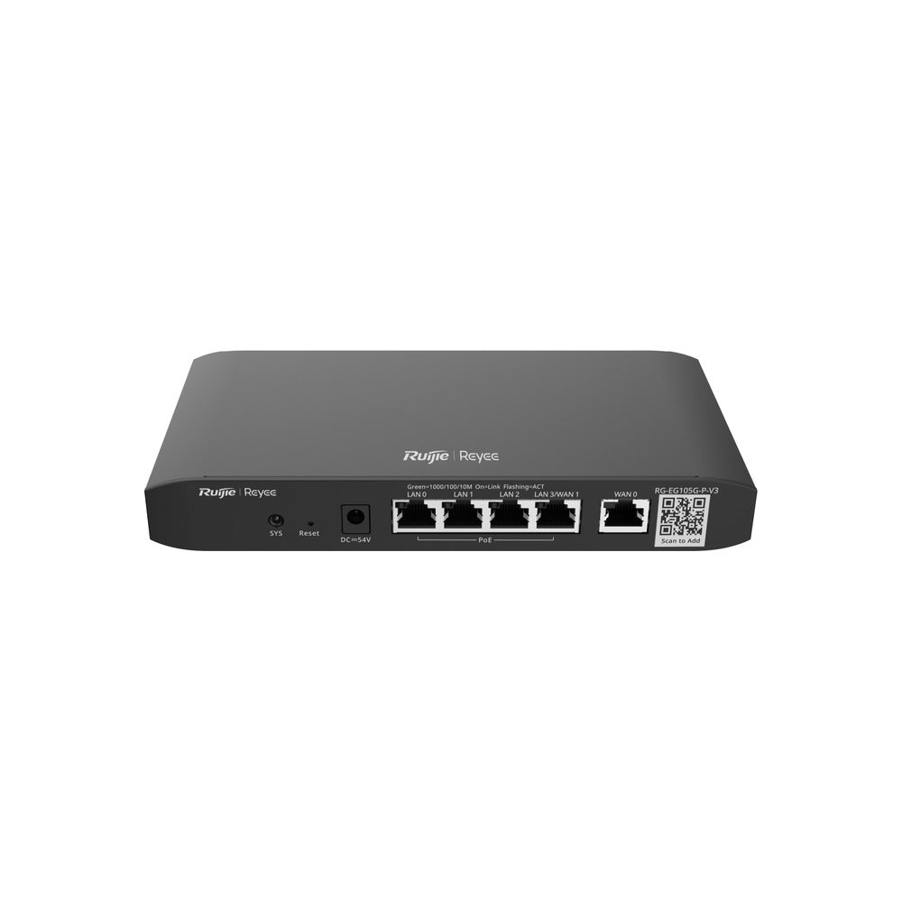 Ruijie Reyee 5P Ge Cloud Managed Router-100 Users, PoE(54W)-1 Wan, 3 LAN, 1 Wan/Lan