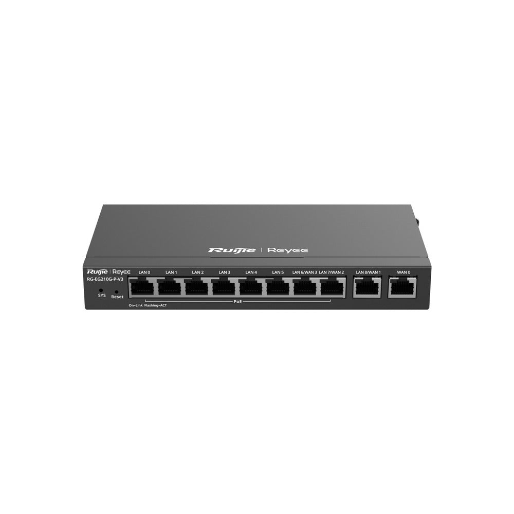 Ruijie Reyee 10P Ge Cloud Mngd Router-200 Users-Poe (110W)-1 Wan, 6 LAN, 3 Wan/Lan