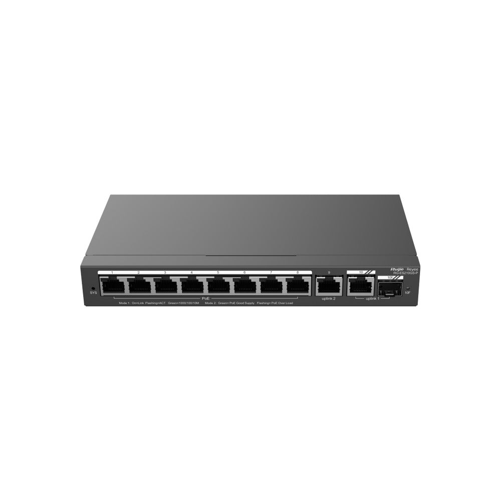 Ruijie Reyee 10P Ge Smart Cloud Managed Switch-8 PoE+ (120W)-9X Ge + 1X Ge/Sfp Combo