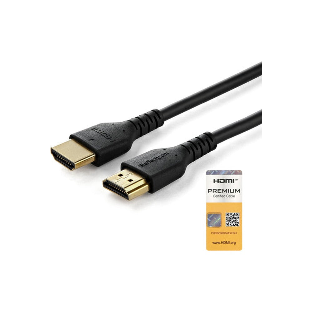 StarTech 1M High Speed HDMI 2.0 Cable, M/M, 4K 60Hz, Ethernet, Rugged, Black, Ltw