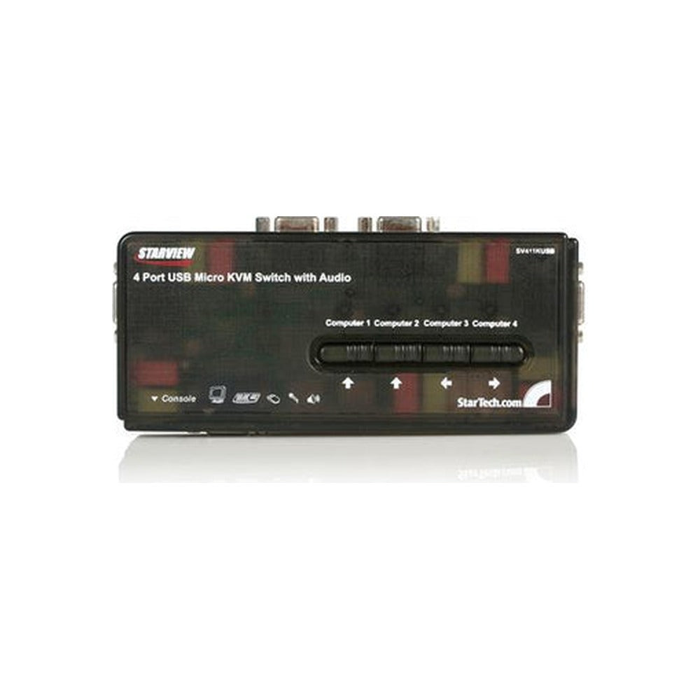StarTech 4 Port USB VGA KVM Switch Kit With Cables/Audio, Desktop KVM 2Yr