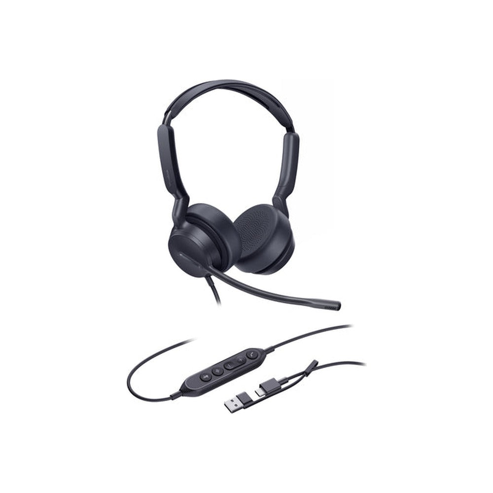 Yealink Wired (UH42) UC Stereoheadset, Leather Cushions, Noisecancelling Mic, C To A Adapter