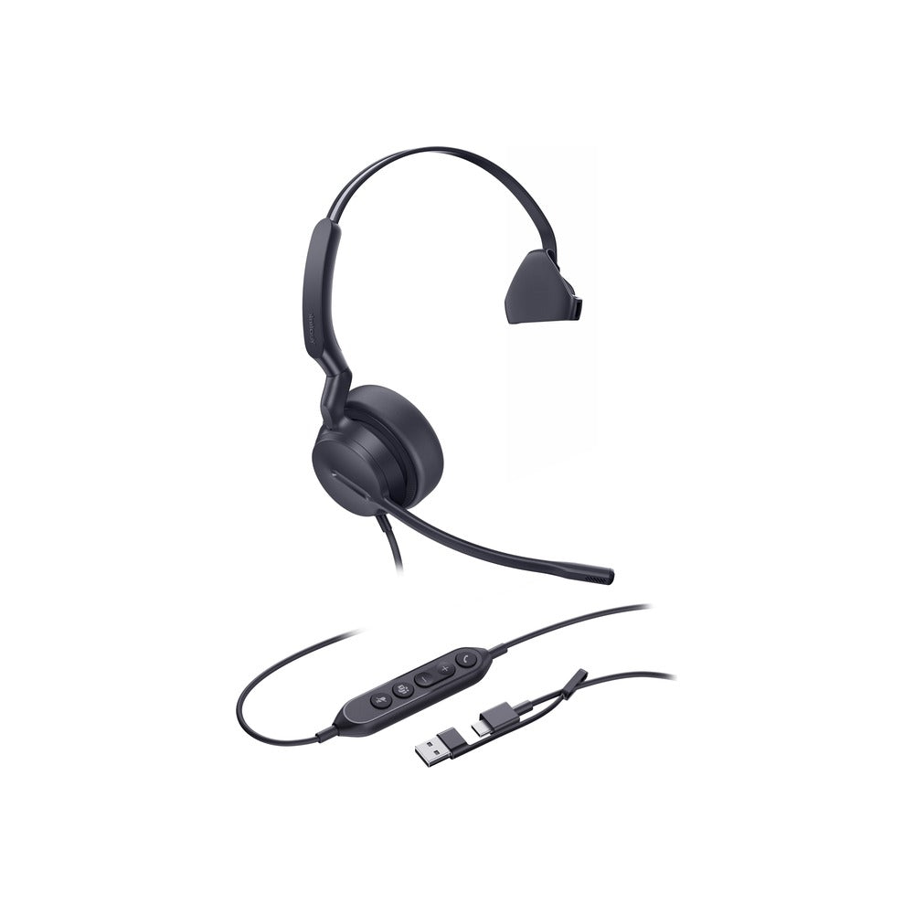 Yealink Wired (UH42) MS Mono Headset, Leather Cushions, Noise Cancelling Mic, C To A Adapter