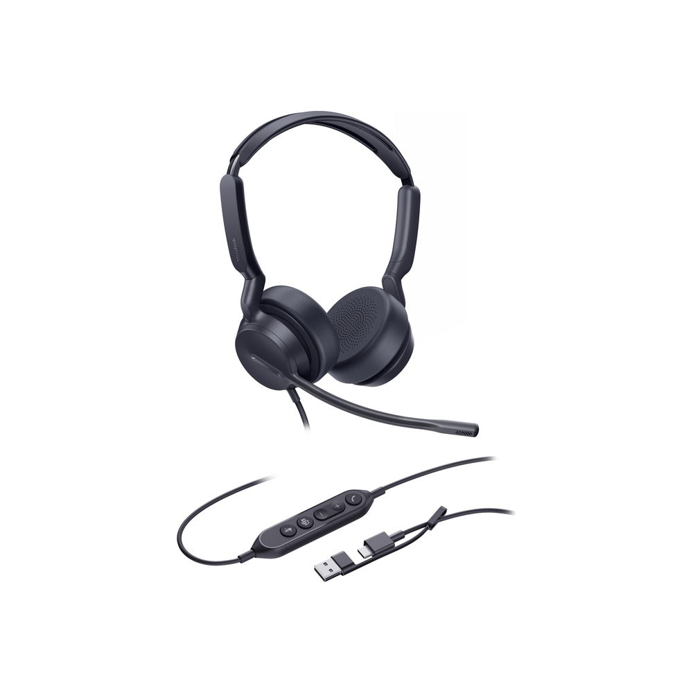 Yealink (UH42) Wired Headset Dual Teams Usb-C/A Noise Cancelling Mic, 3.5Mm & C/A