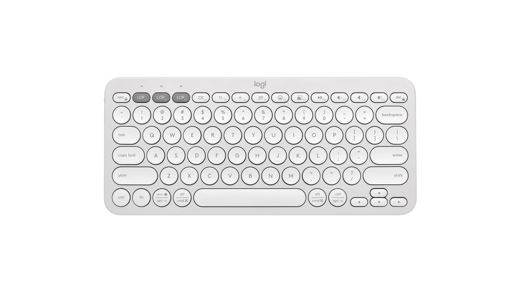 Logitech Pebble Keys 2 K380S Keyboard, Multi Device, Bluetoothle, Tonal White