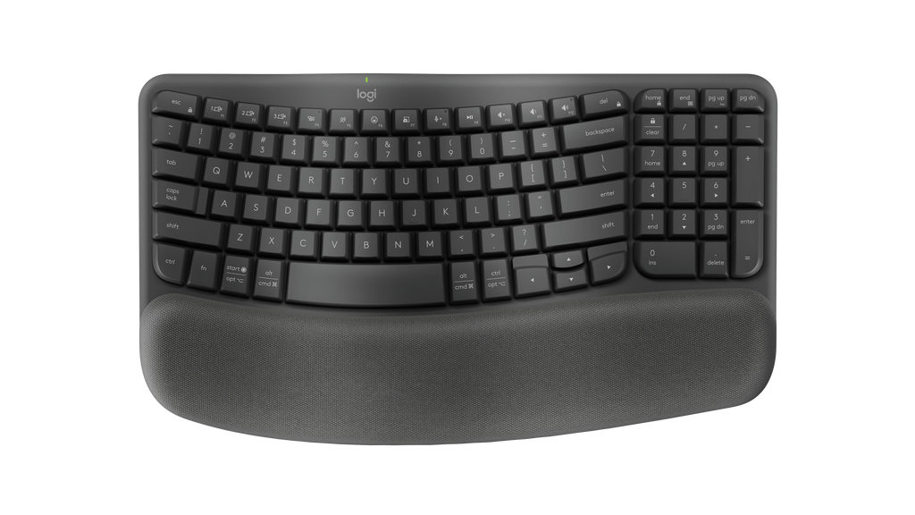 Logitech Wave Keys For Business Ergonomic Keyboard, Logibolt, Bluetooth, Graphite