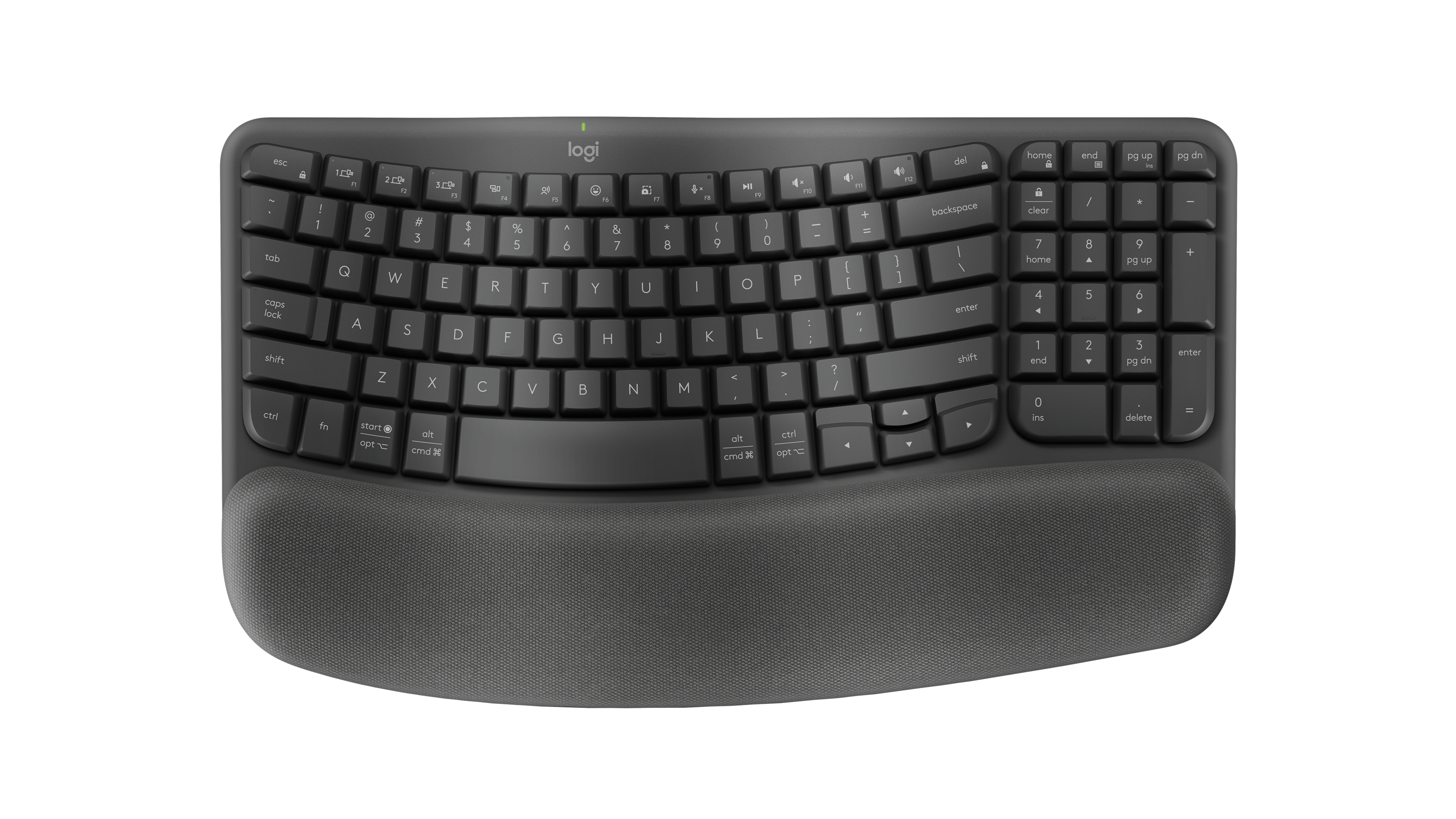 Logitech Wave Keys For Business Ergonomic Keyboard, Logibolt, Bluetooth, Graphite